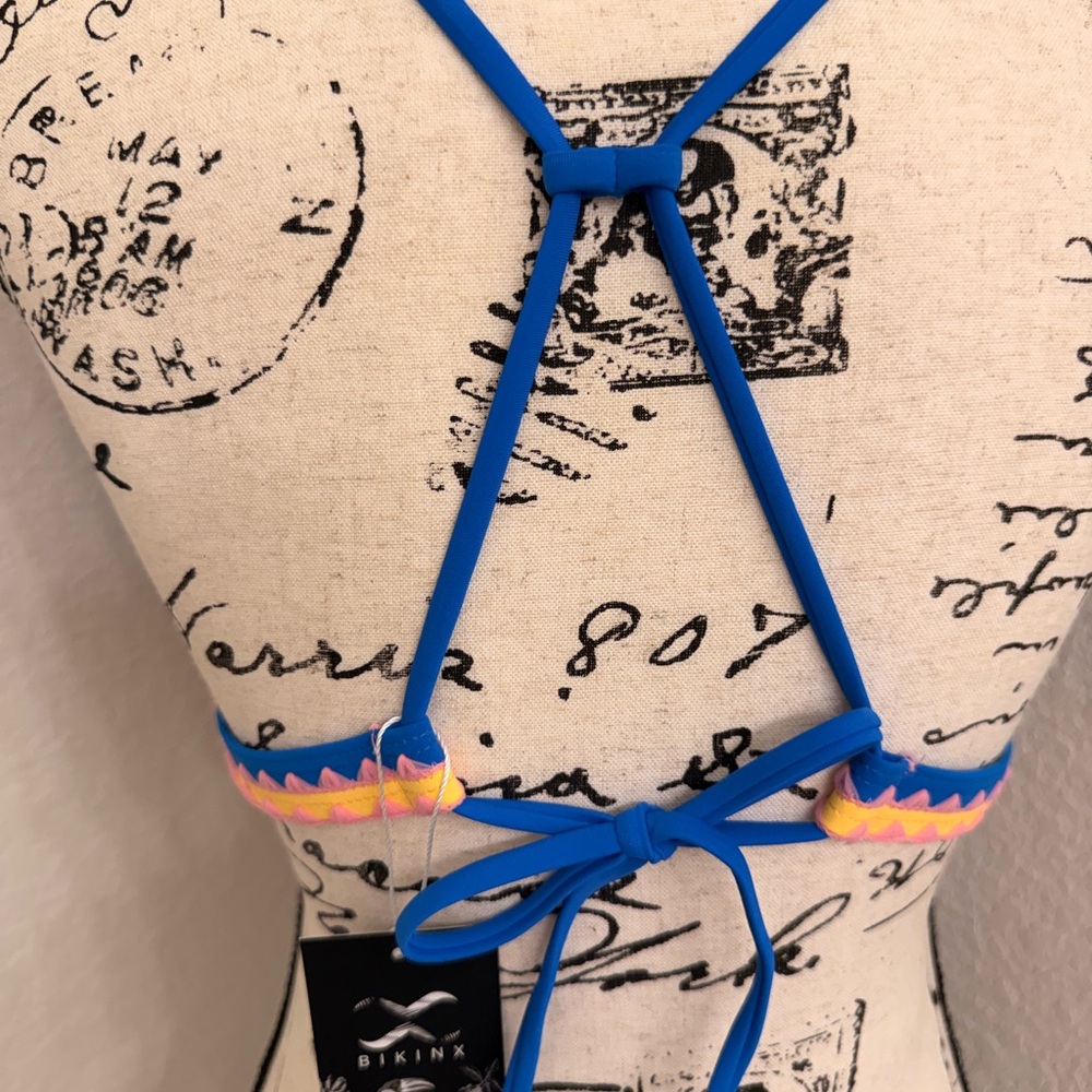 Blue Triangle Bikini with Pink Accents - Picture 8 of 13